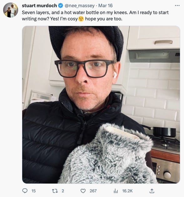 Stuart and his famous hot water bottle