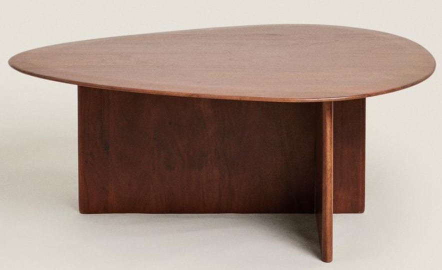 irregular acacia coffee table with t-shaped legs