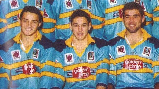 Cooper Cronk, Billy Slater and Cameron Smith in Norths Devils under 19s colours, image from Billy Slater’s biography.
