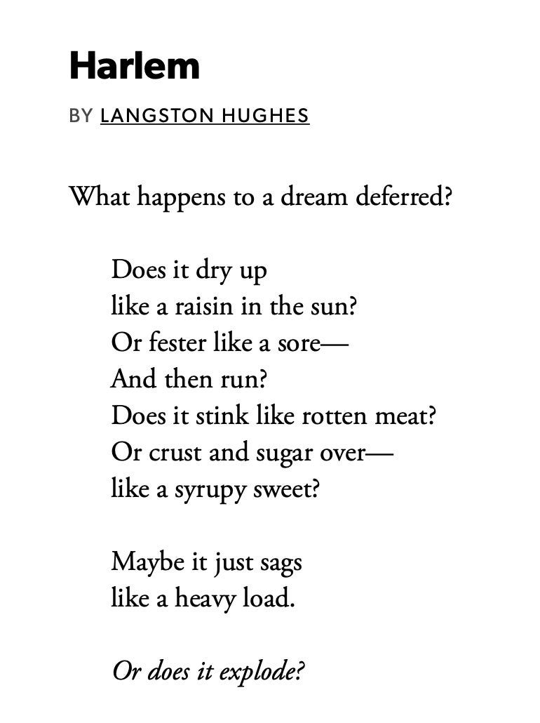 Harlem by Langston Hughes [POEM] : r/Poetry