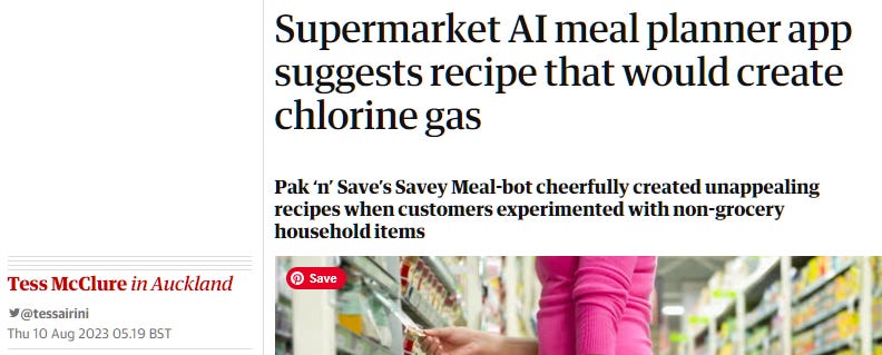 Supermarket AI meal planner app suggests recipe that would create chlorine gas