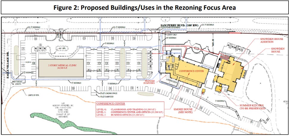 General development plan for Mary Washington Healthcare's rezoning request, which was subject to a public hearing before the Planning Commission on Wednesday, April 24.