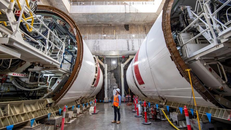 Two large tunnel boring machines