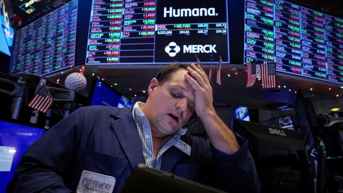 A trader on the floor of the New Yorkl Stock Exchange 