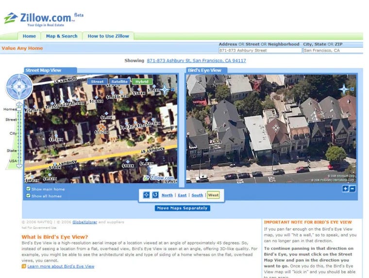 Screenshot of Zillow.com from 2006