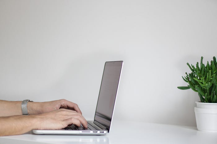 typing on a computer