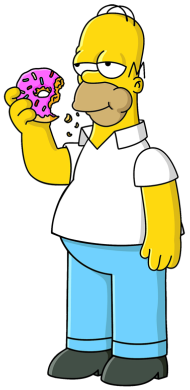 Homer Simpson eating a donut