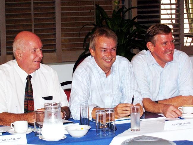 Liberal Party veteran Geoffrey Greene, centre, says it will be a hard road for the Turnbull Government to win voters back.