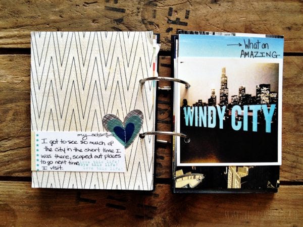 Simple page in the middle of the album acts as a transition to the next activity. 