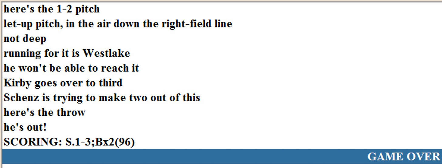 Diamond Mind Baseball Play By Play