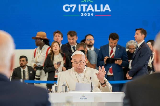 Pope speaking at G7 summit.
