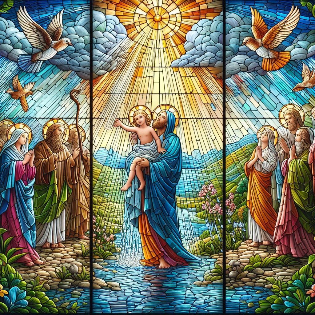 SHowers of Blessing, Stained GLass. Image by Bing.