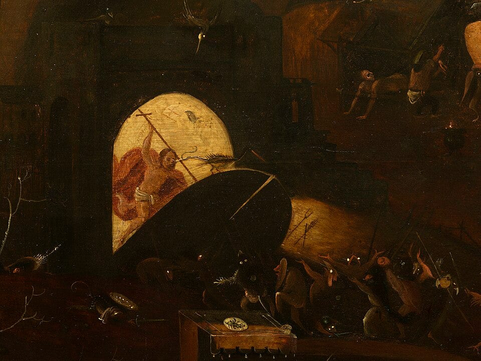 File:Imitator of Hieronymus Bosch (c. 1450-1516) - Christ Breaking Down the Gates of Hell - RCIN 406114 - Royal Collection.jpg