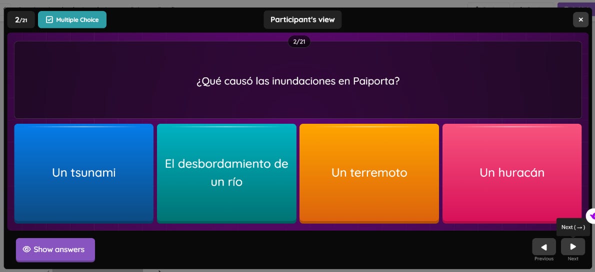 Interactive quiz preview window.