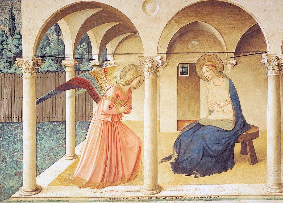 Fra Angelico (Fra Giovanni di Pietro da Fiesole). Annunciation. circa  1440-45. Basilica di San Marco. Firenze ITALY | Art in Faith