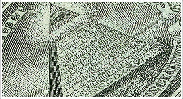 The All-Seeing Eye visto sulla banconota da un dollaro degli Stati Uniti.
