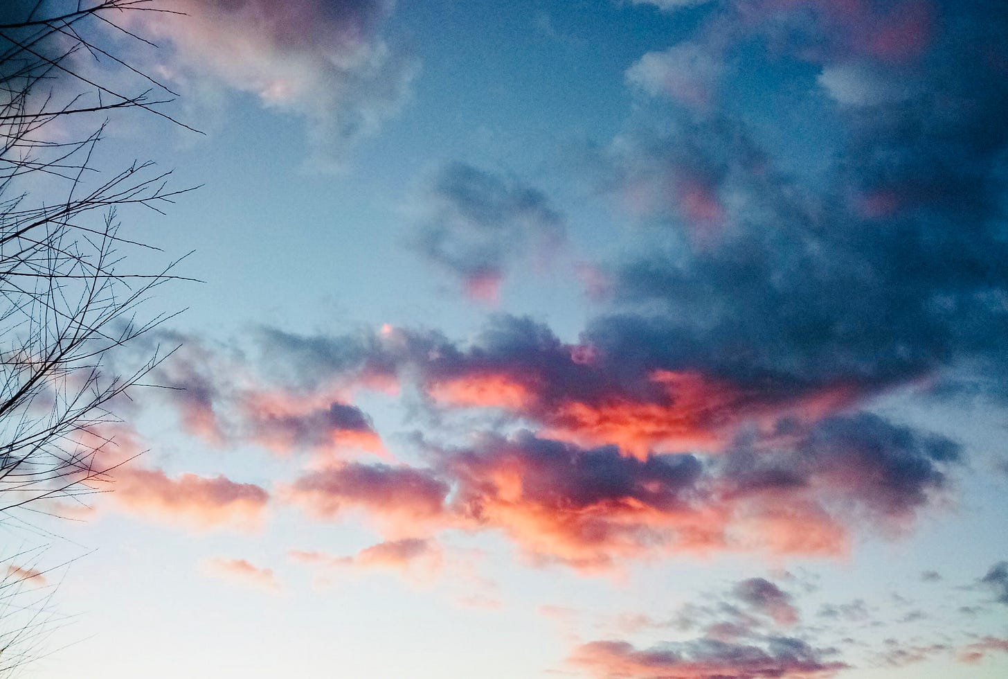 Clouds glowing at sunset