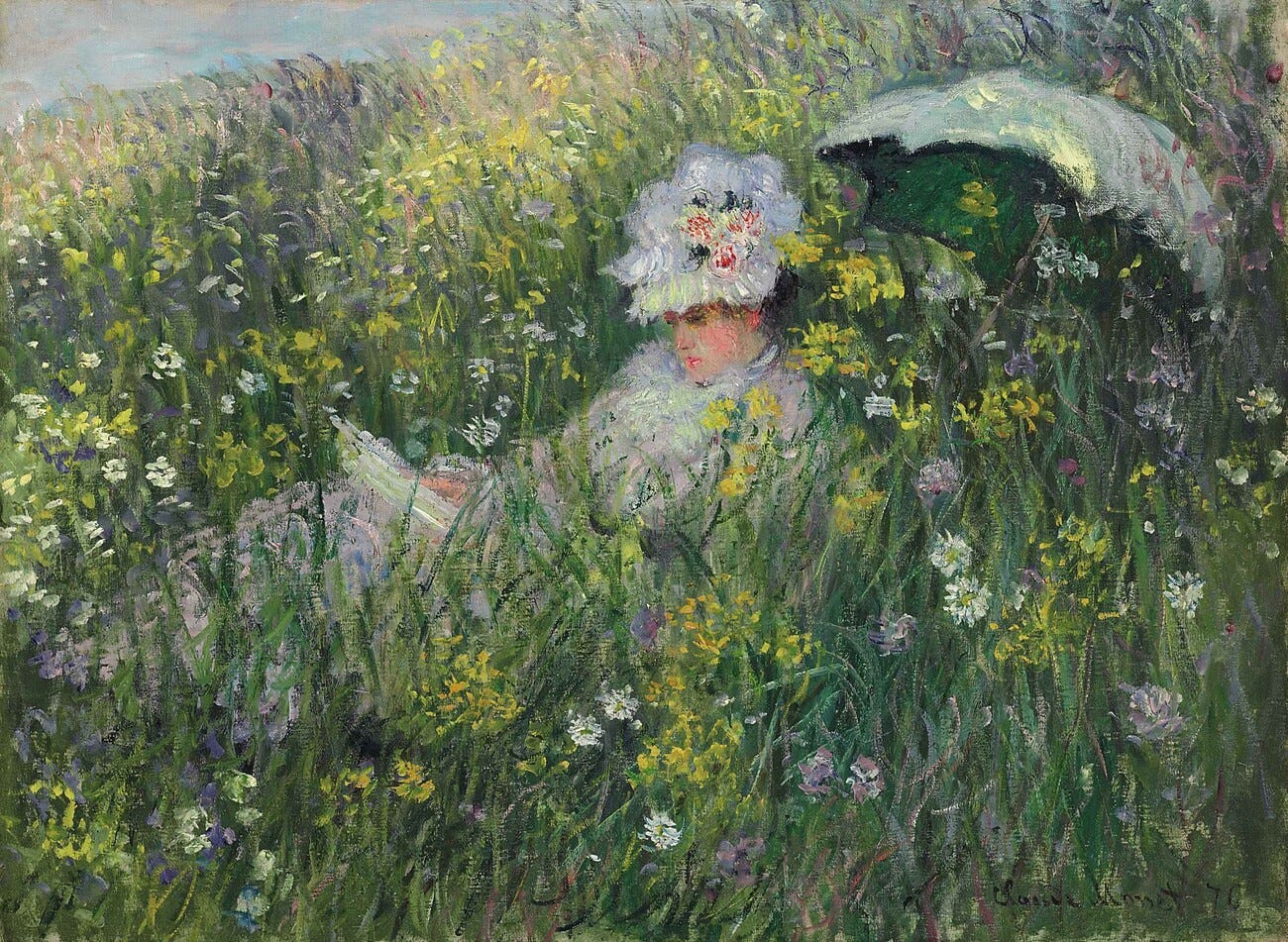 Camille Reading in a Meadow, Claude Monet | Reproductions of famous  paintings for wall | Europosters