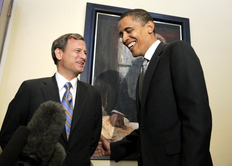 A remarkable moment in the President Obama and Chief Justice Roberts  relationship | The Seattle Times