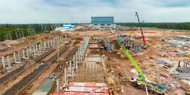 The construction site of the rocket production facilities new the city of Wenchang.
