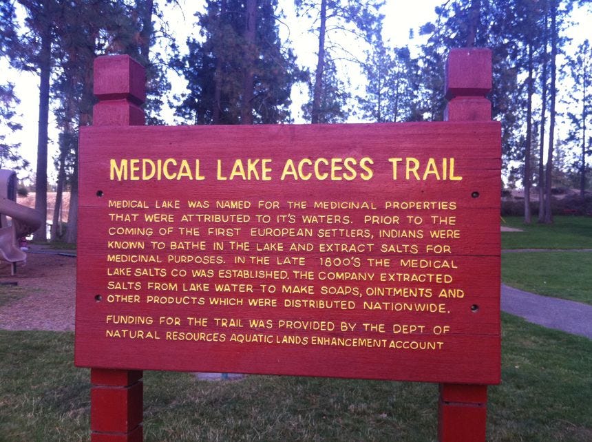 Sign at the Medical Lake waterfront park