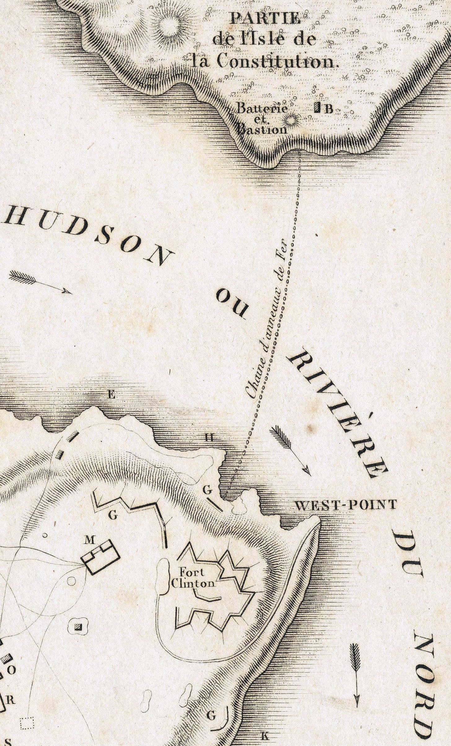 Map detail of West Point in 1780.