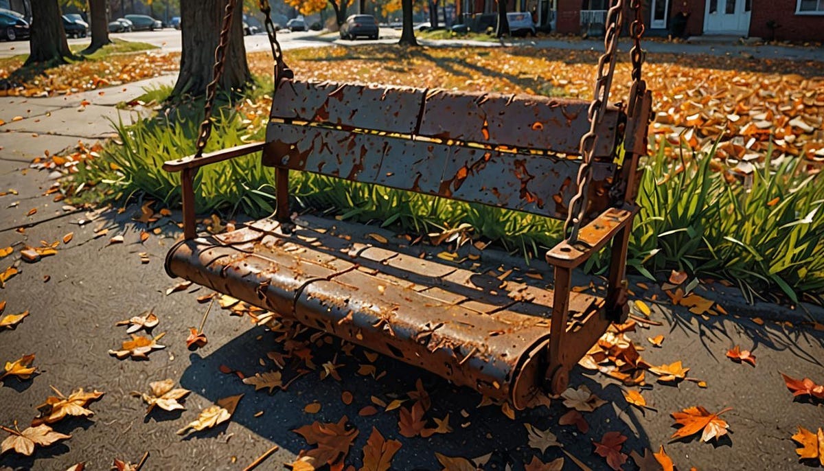 Rusted swing in playpark