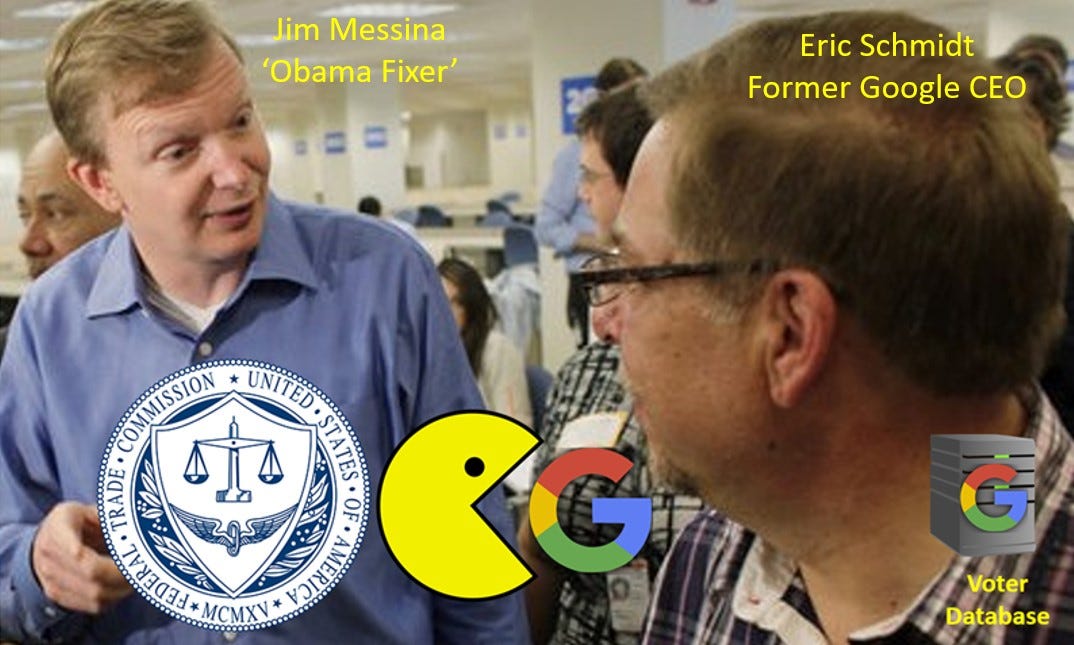 alt= Jim Messina, Obama's Fixer, speaks with his mentor, Eric Schmidt, the former CEO of Google.