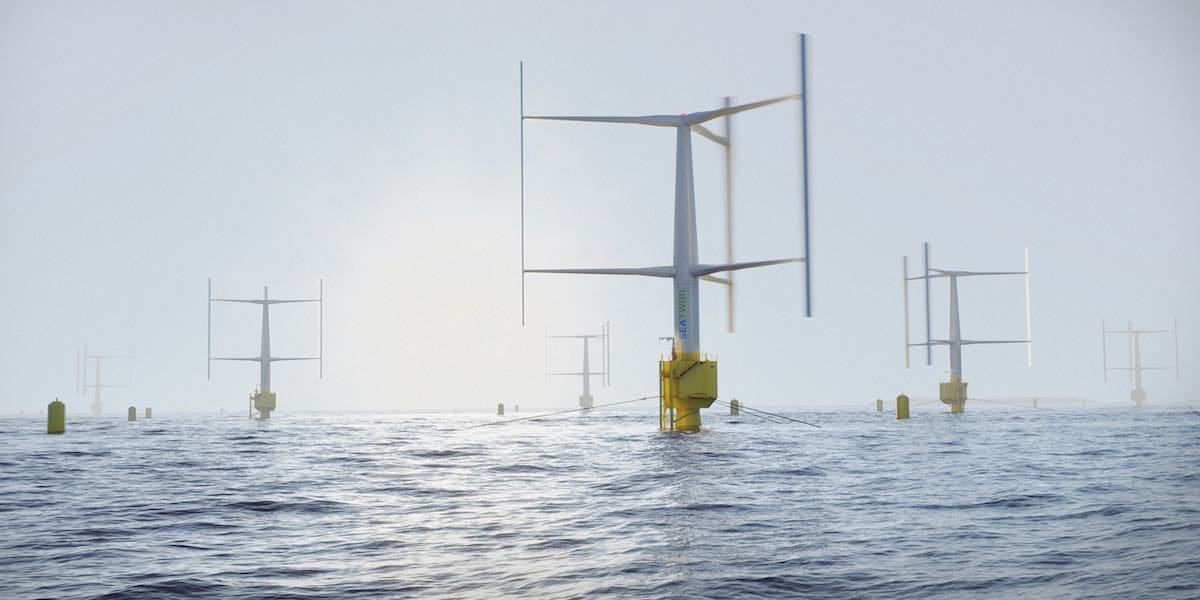 Nueva turbina eólica marina flotante de eje vertical de SeaTwirl,  mantenimiento más fácil y barato