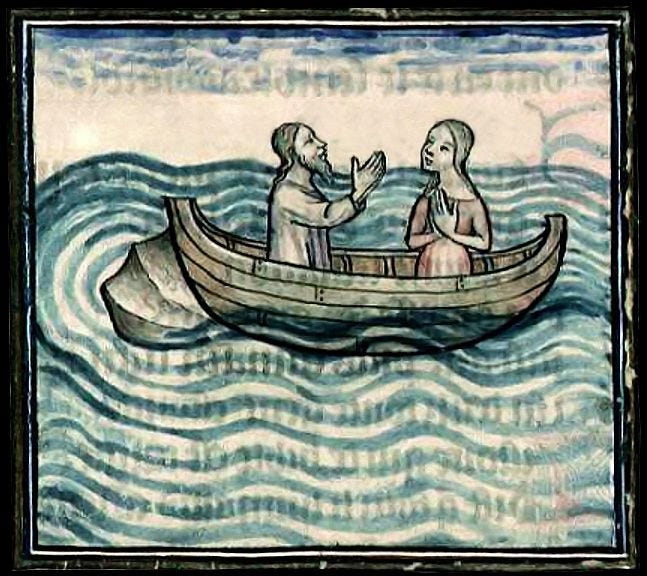 Deucalion and Pyrrha in the boat