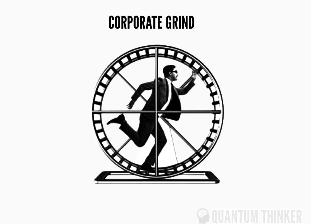 Corporate Grind - Man at Hamster Wheel