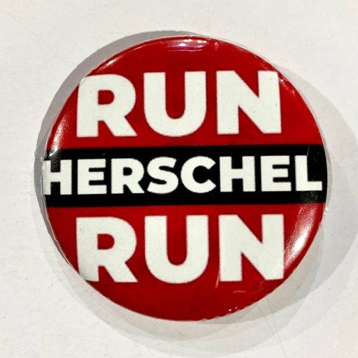 Official Run Herschel Run 2022 Georgia US Senate Pinback Button Herschel Walker