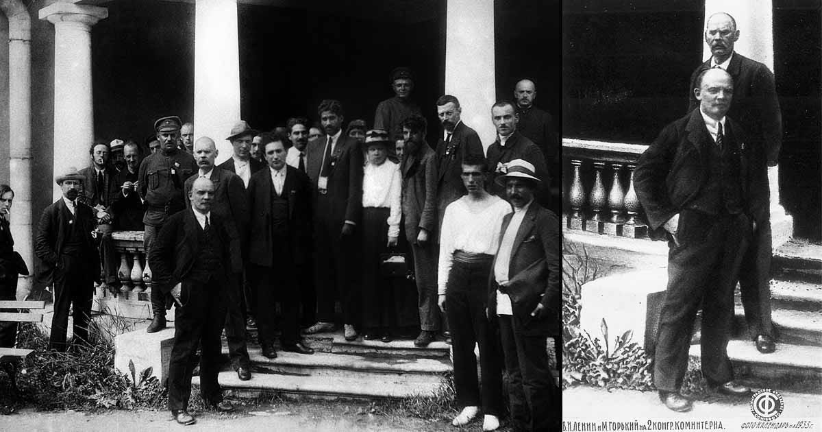 Lenin, who was turned into a kind of a Socialist saint after dying in 1924, remained a constant in all photos. But those who surrounded him were often not so fortunate. This group photo from 1920 contained so many “people’s enemies” (Grigory Zinoviev, Nikolai Bukharin, Karl Radek – all shot in the 1930s) that the authorities cut it down to just Lenin and proletariat writer Maxim Gorky (behind Lenin, with the mustache).