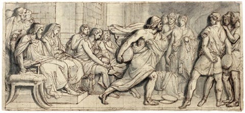 Odysseus beim Diskuswerfen am Hofe des Alkinoos, König der Phäaken by ...