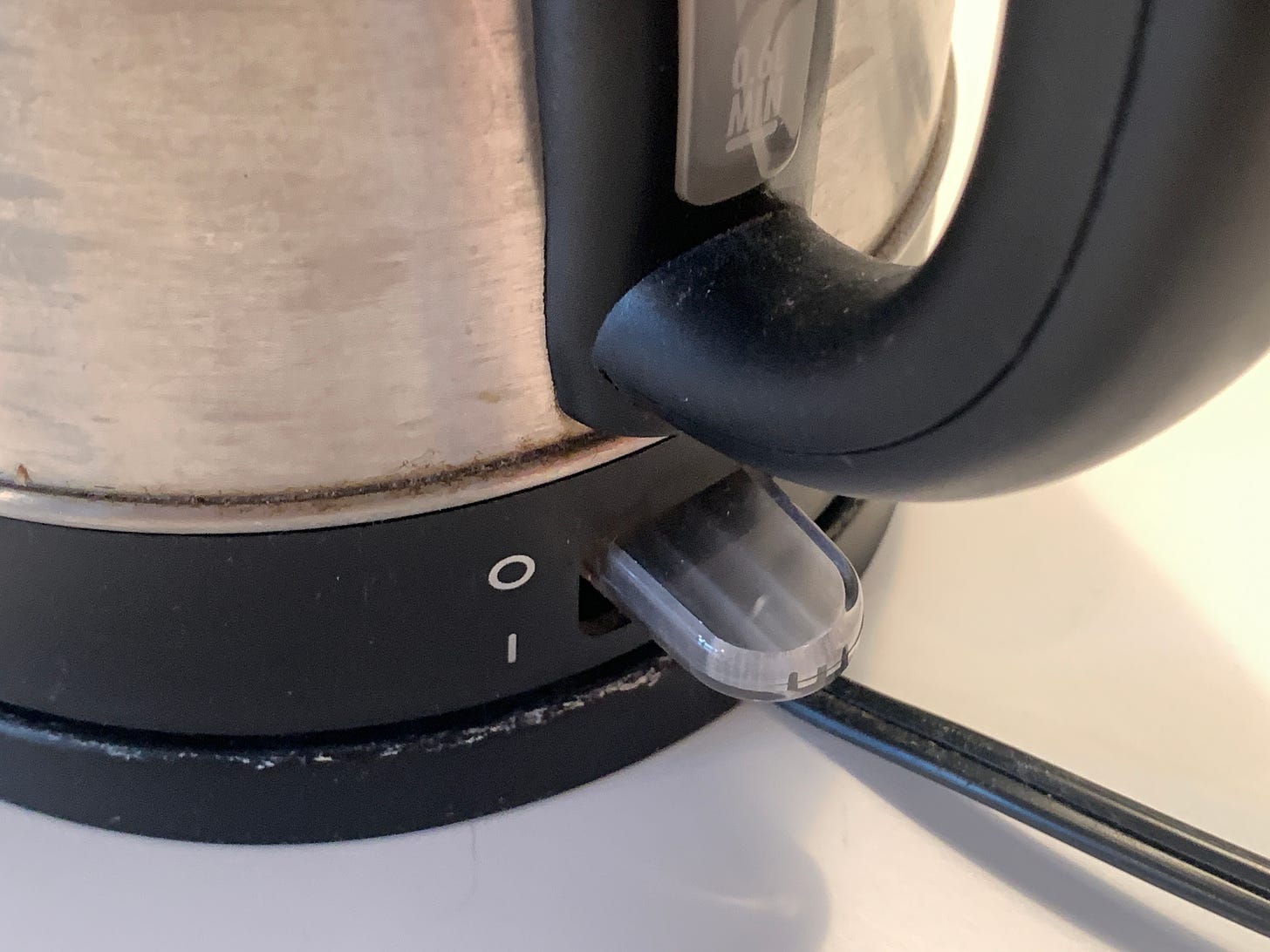 Closeup of failed kettle switch