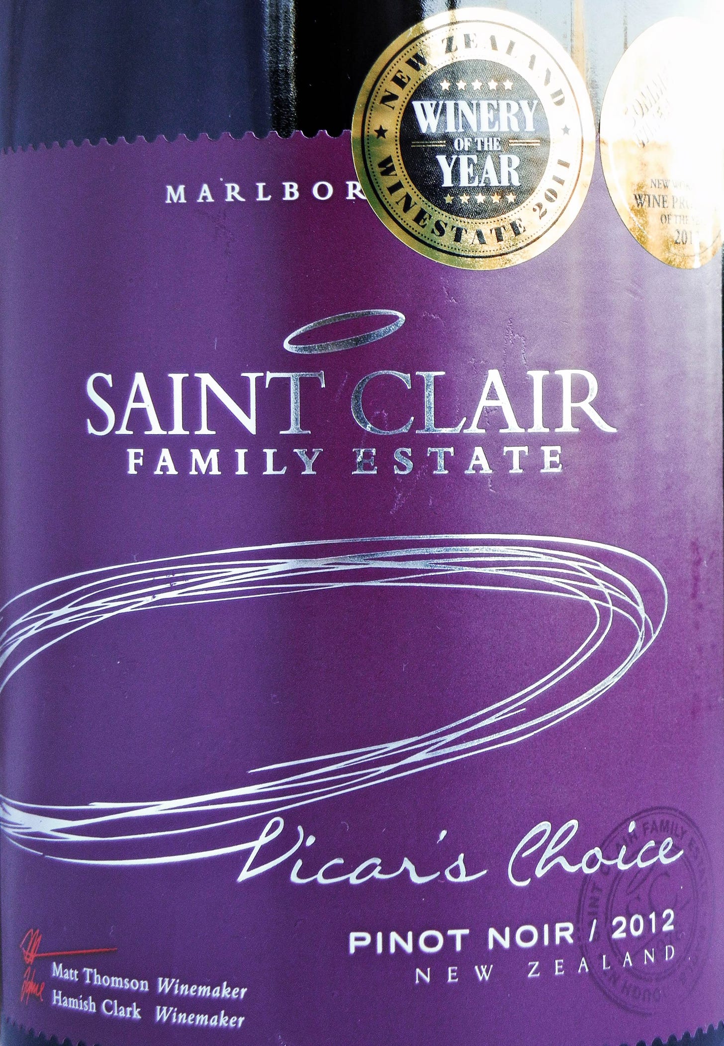 Saint Clair Vicar`s Choice Pinot Noir 2012 Label - BC Pinot Noir Tasting Review 18