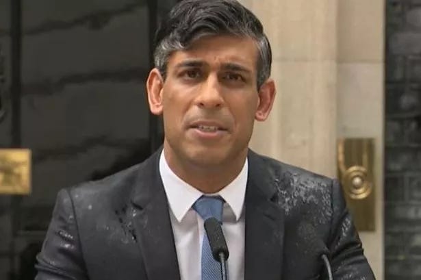 Rishi Sunak announcing the 2024 General Election outside Downing Street in the rain