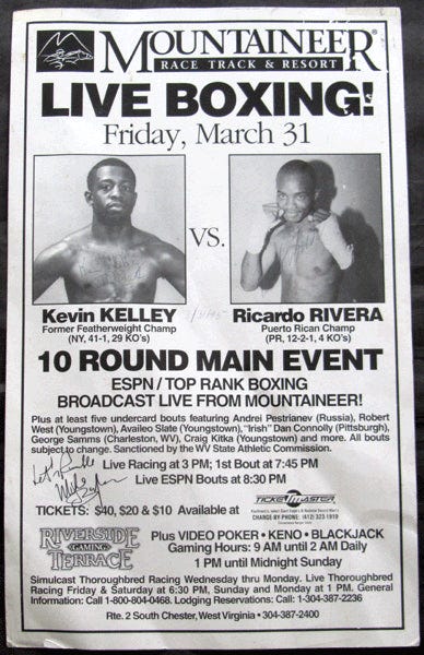 KELLEY, KEVIN-RICARDO RIVERA SIGNED ON SITE POSTER (1995-SIGNED BY KEL – JO  Sports Inc.