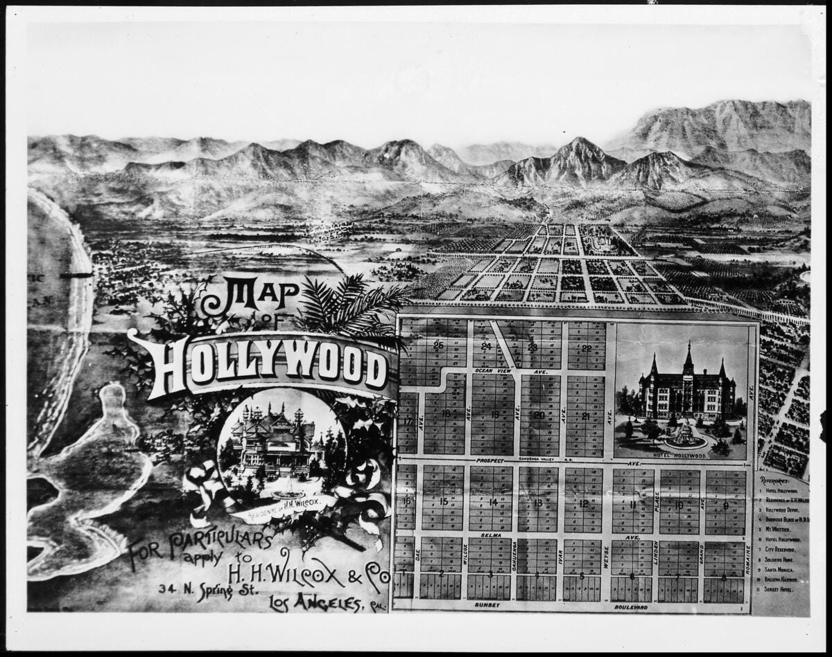 Proposed map of Hollywood created in 1887 by H.H. Wilcox