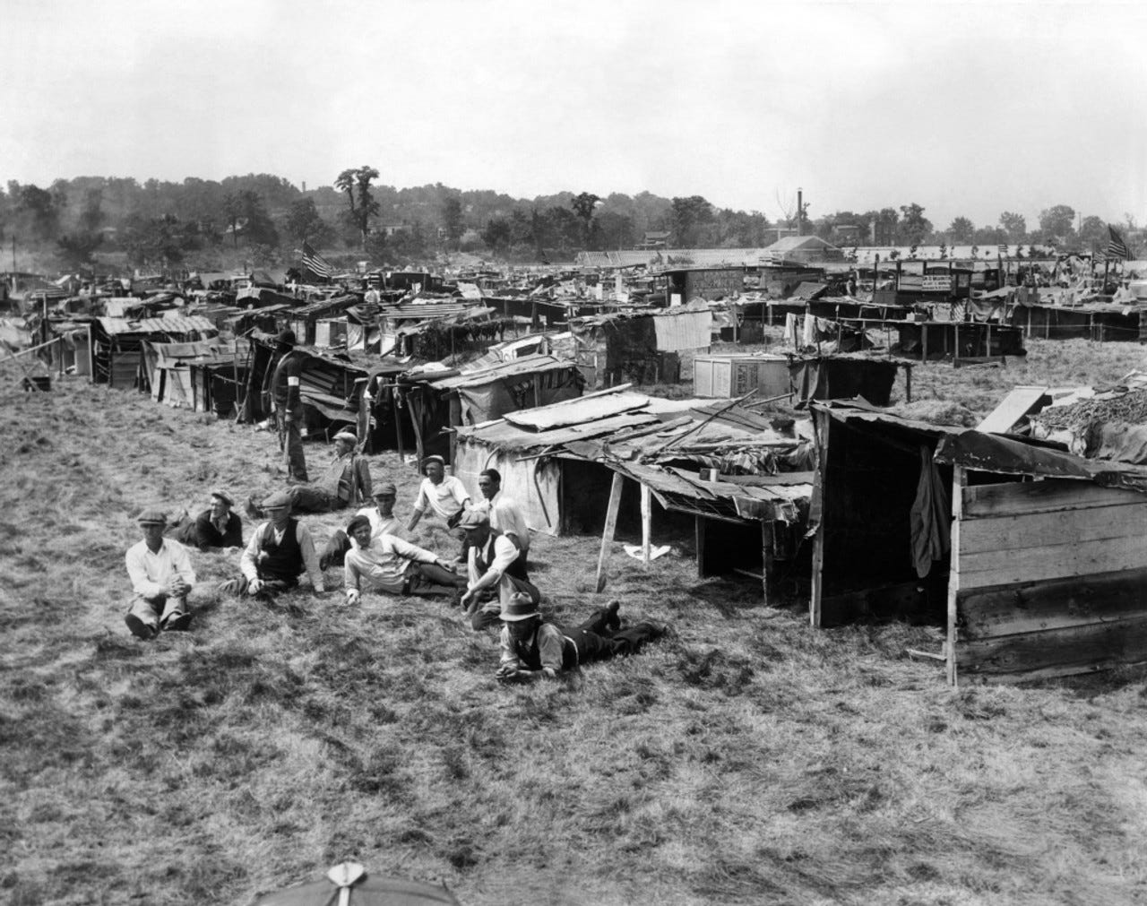 Encampment Of The Bonus Army Marchers In Washington Dc. The Anacostia Flats  'Hoovertown' Was Built From