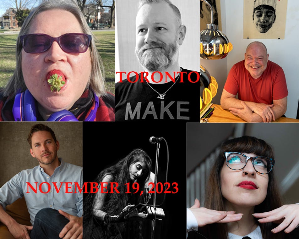 Collage of 6 people; TEXT: TORONTO/NOVEMBER 19, 2023