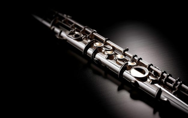 Premium AI Image | A flute on a black background with the word music on it