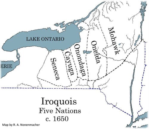 Map of the Iroquois 5 nations
