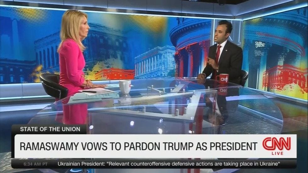 chyron: Ramaswamy vows to pardon Trump as president