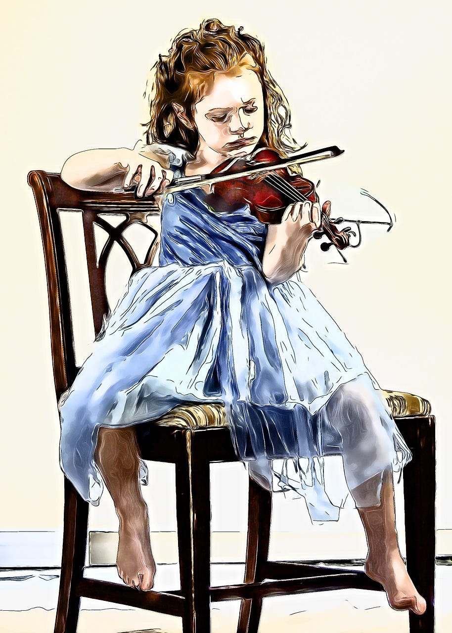 Free violin child girl illustration