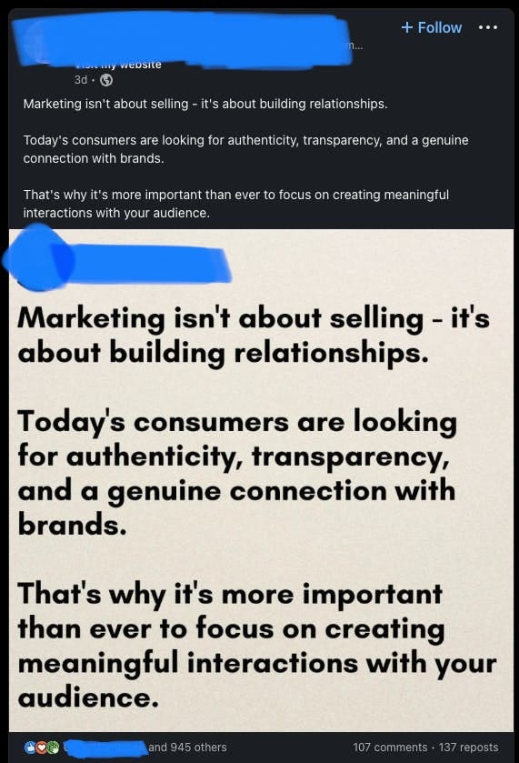 "Marketing isn't about selling—it's about building relationships."