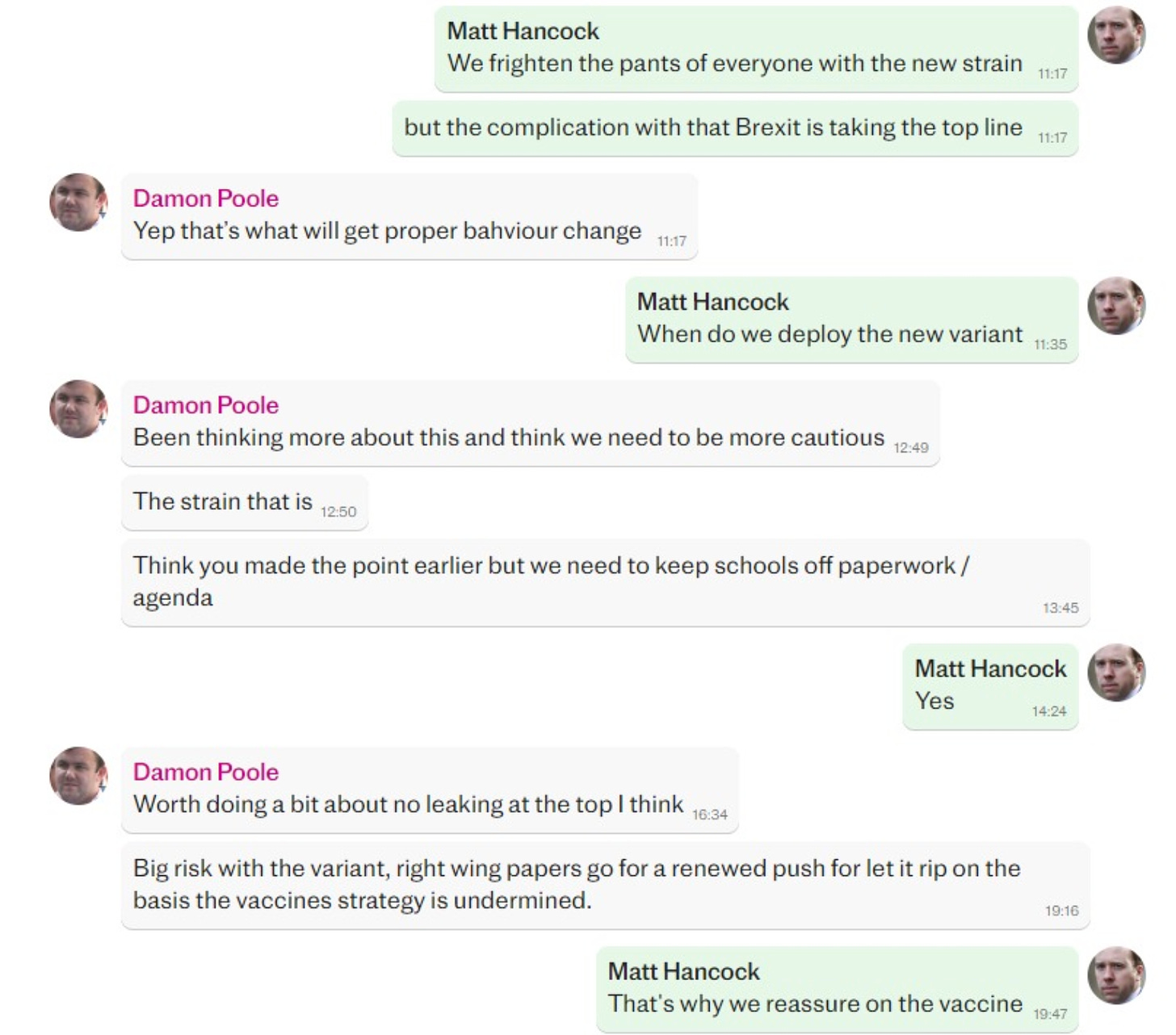 Is this exchange between Matt Hancock & Damon Poole true? I mean en face,  it's incredible & really tells us more about how fraud & fake the pandemic  was, how much we