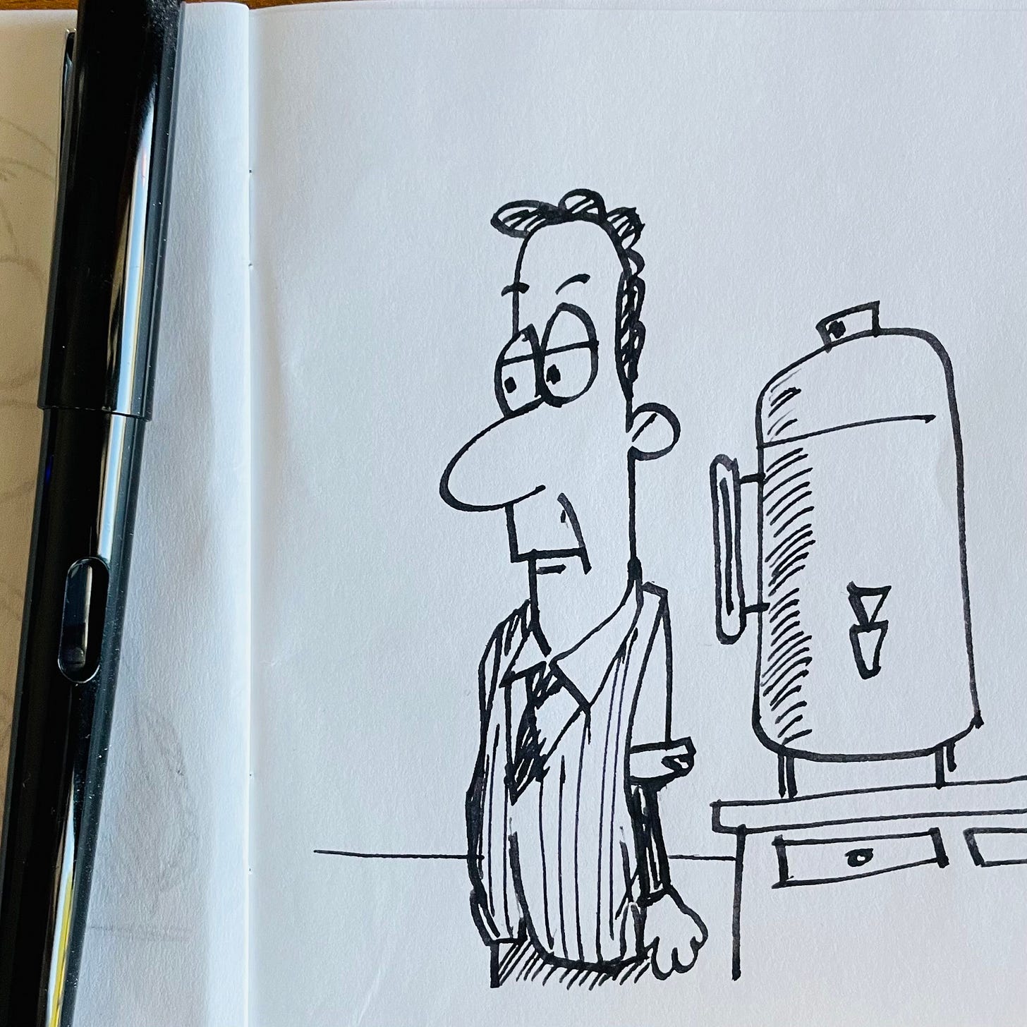 In drawing of a barista