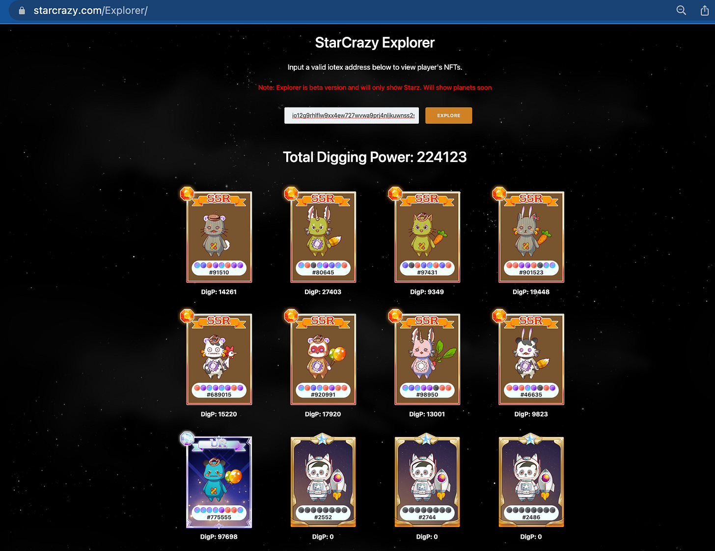 Collection of Starz shown in the StarCrazy Explorer