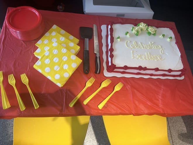 Kate Orme was given multiple awards and a cake to recognize her efforts of providing medical attention to one of her McDonald's customers last September.
